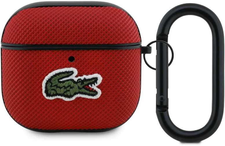 Lacoste Petit Pique Croc Logo Patch dėklas skirtas AirPods 4 raudonos spalvos