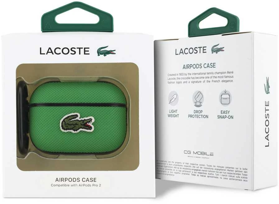 Lacoste Petit Pique Croc Logo Patch dėklas skirtas AirPods Pro 2 žalios spalvos