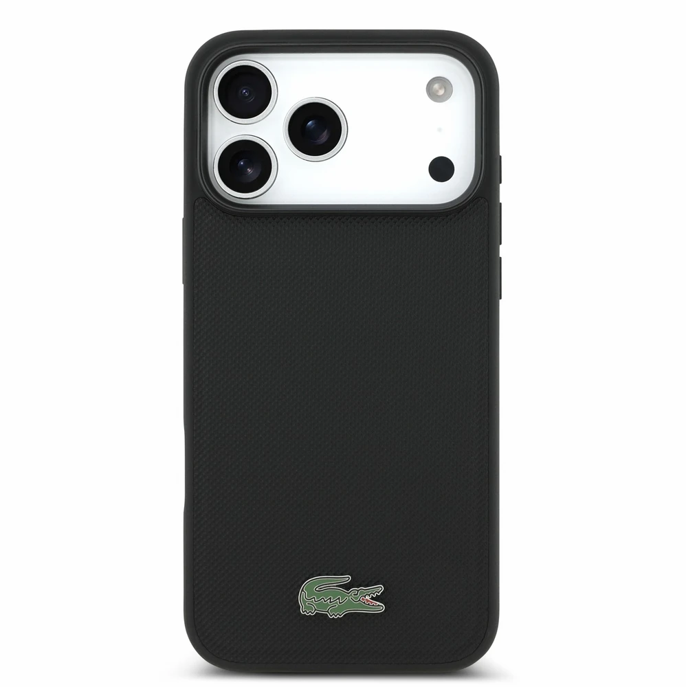 Dėklas Lacoste PVC Iconic Petit Pique Metal Logo MagSafe Case for iPhone 18 Pro Max Juodas
