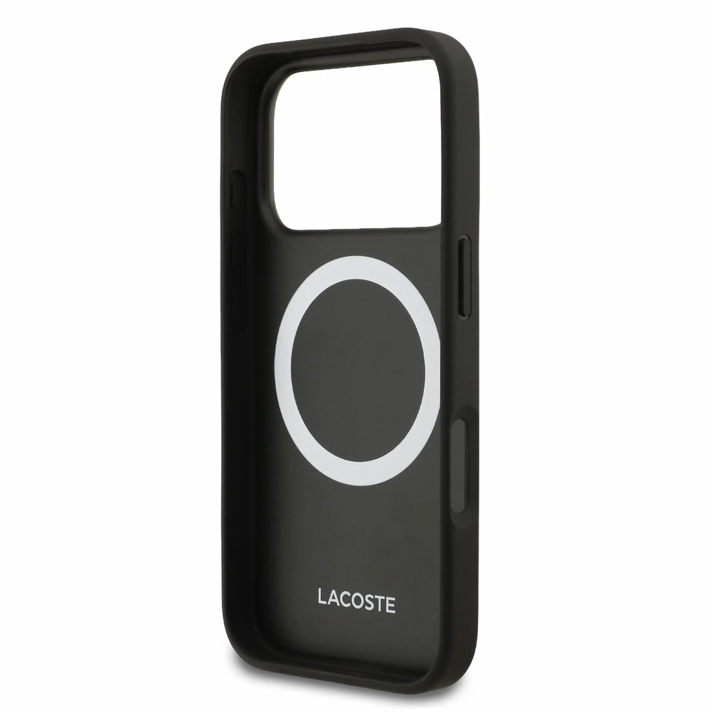 Dėklas Lacoste PVC Iconic Petit Pique Metal Logo MagSafe Case for iPhone 18 Pro Juodas