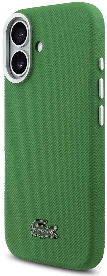 Lacoste Iconic Petit Pique Metal Logo MagSafe dėklas skirtas Apple iPhone 17 žalios spalvos