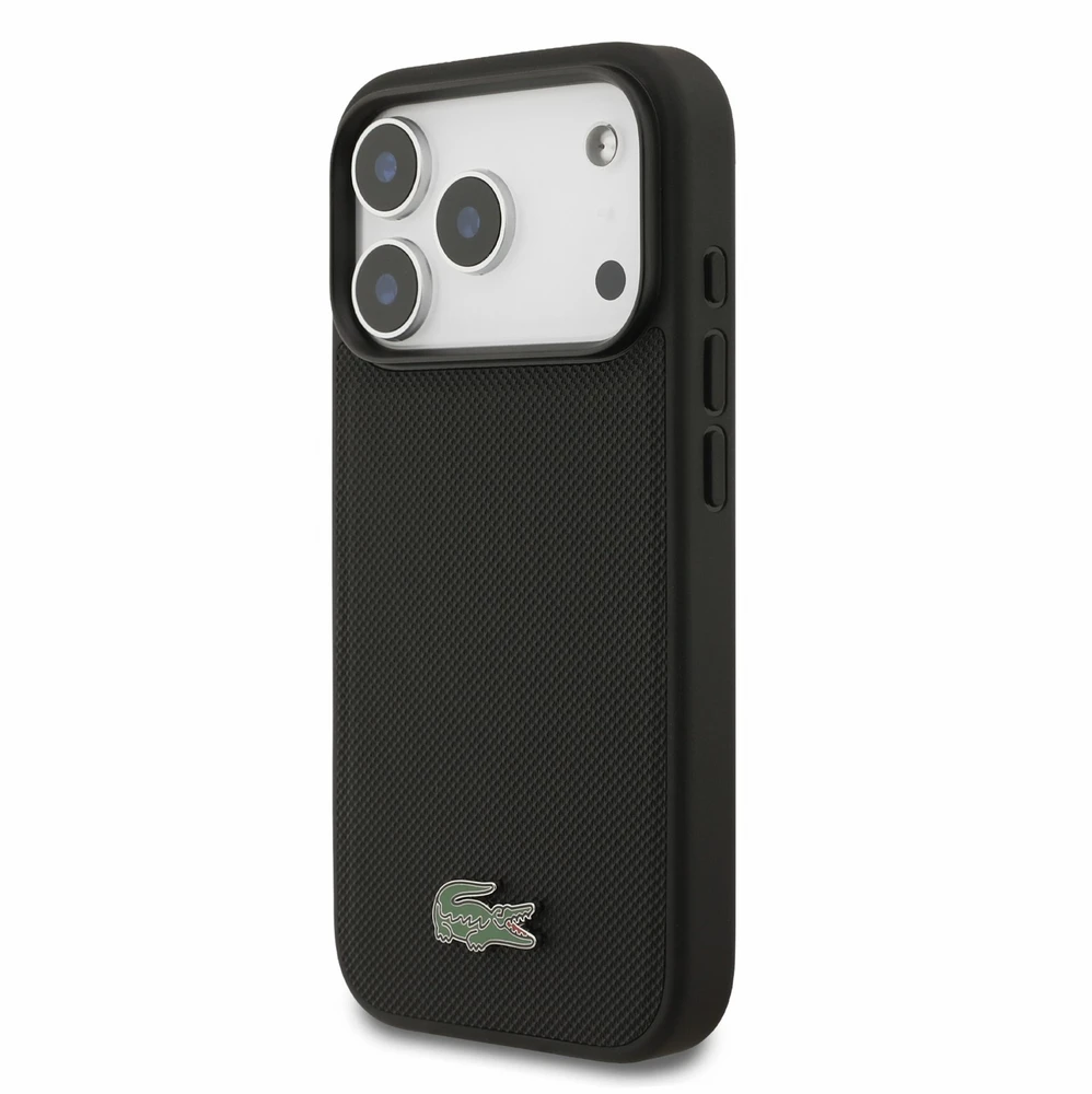Dėklas Lacoste PVC Iconic Petit Pique Metal Logo MagSafe Case for iPhone 18 Pro Juodas