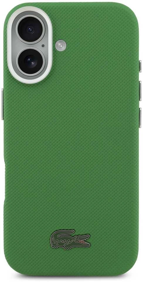 Lacoste Iconic Petit Pique Metal Logo MagSafe dėklas skirtas Apple iPhone 17 žalios spalvos