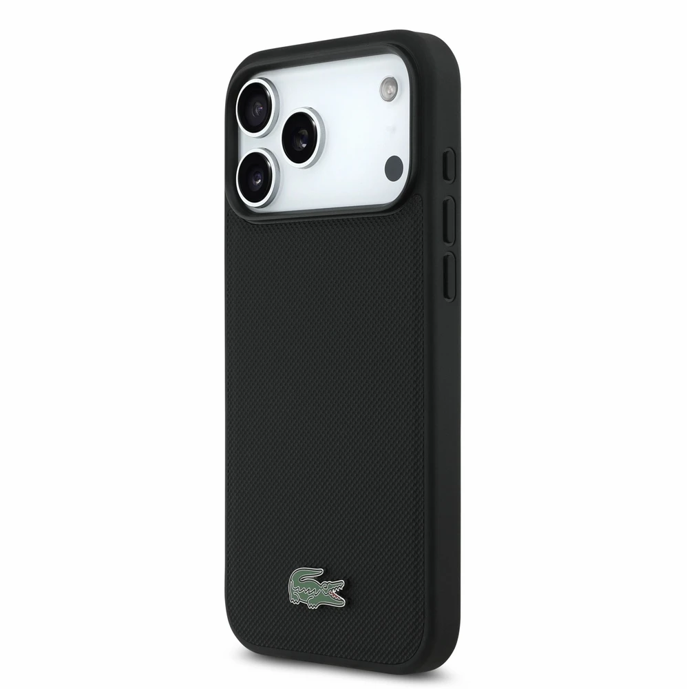 Dėklas Lacoste PVC Iconic Petit Pique Metal Logo MagSafe Case for iPhone 18 Pro Max Juodas