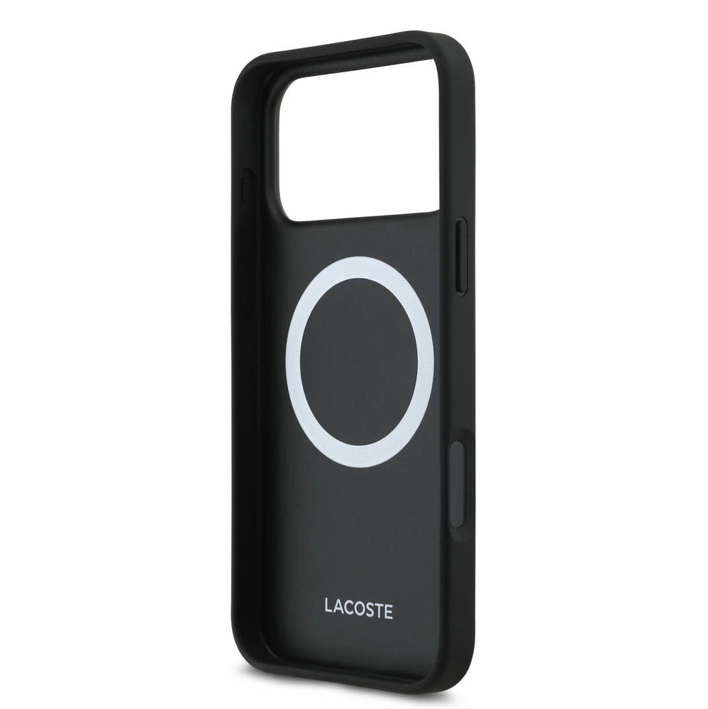 Dėklas Lacoste PVC Iconic Petit Pique Metal Logo MagSafe Case for iPhone 18 Pro Max Juodas