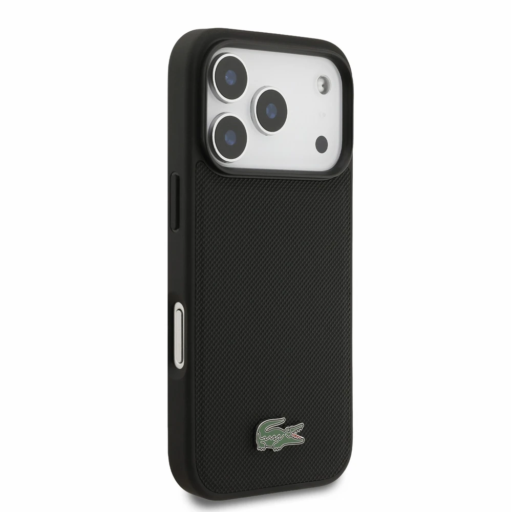 Dėklas Lacoste PVC Iconic Petit Pique Metal Logo MagSafe Case for iPhone 18 Pro Juodas