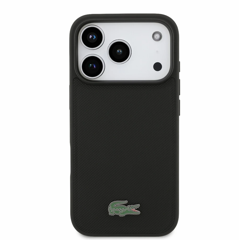 Dėklas Lacoste PVC Iconic Petit Pique Metal Logo MagSafe Case for iPhone 18 Pro Juodas