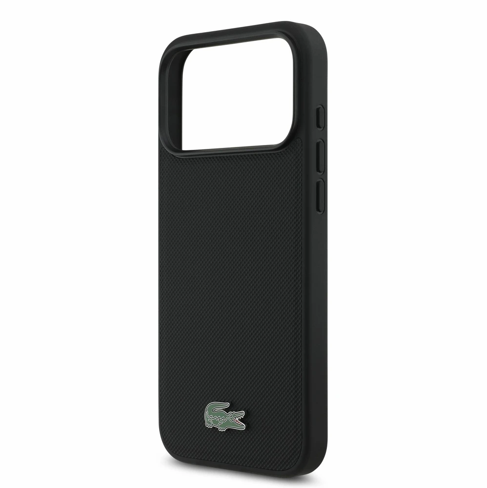 Dėklas Lacoste PVC Iconic Petit Pique Metal Logo MagSafe Case for iPhone 18 Pro Max Juodas