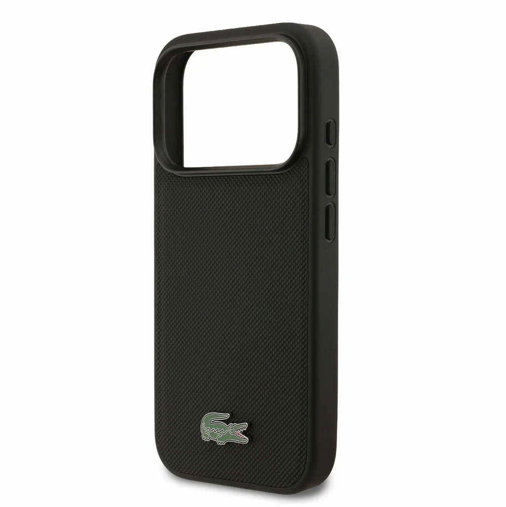 Dėklas Lacoste PVC Iconic Petit Pique Metal Logo MagSafe Case for iPhone 18 Pro Juodas