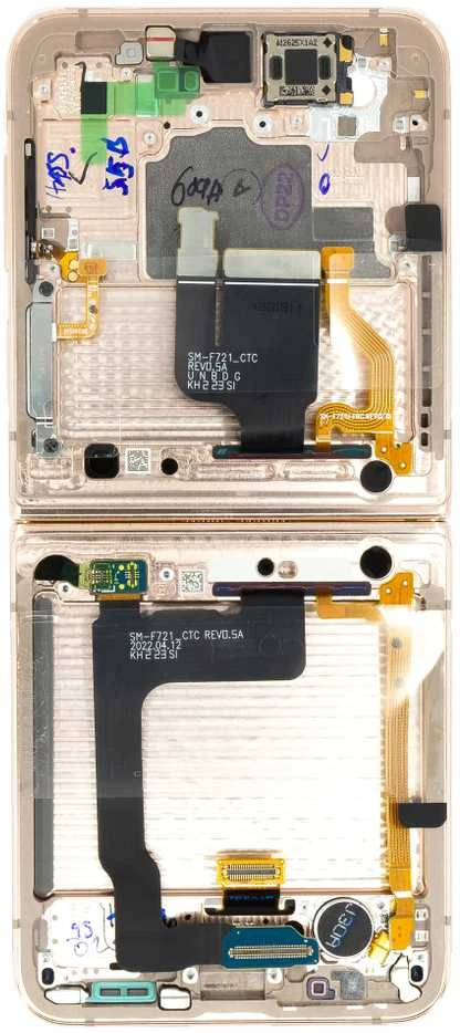 Dėklas LCD ekranas + lietimui jautrus skydelis + priekinis dangtelis Samsung F721 Galaxy Z Flip 4 5G Rožinė (Service Pack)
