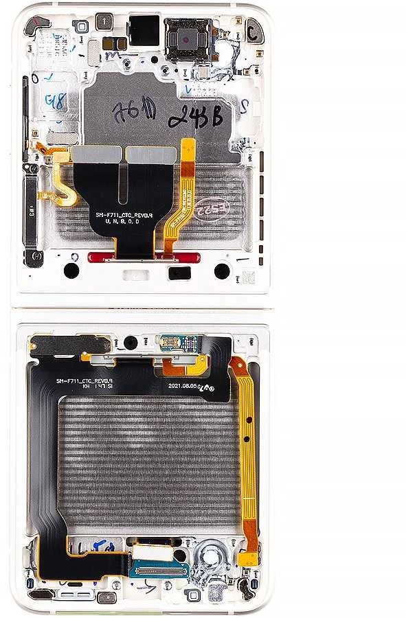 Dėklas LCD display + Touch Unit Inner Samsung F711B Galaxy Z Flip 3 5G Kreminis (Service Pack)