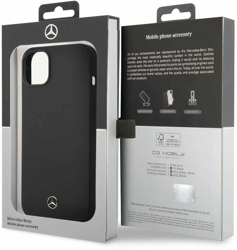 Mercedes MEHCP14MSILBK Apple iPhone 14 Plus / 15 Plus 6.7″ juodos spalvos kietas dėklas Silicone Line