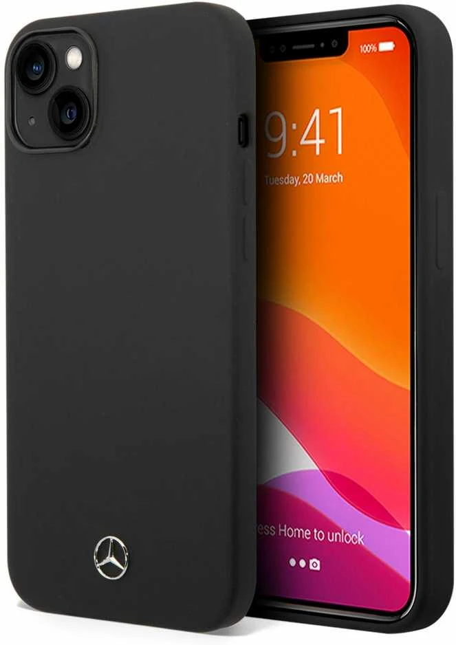 Mercedes MEHCP14MSILBK Apple iPhone 14 Plus / 15 Plus 6.7″ juodos spalvos kietas dėklas Silicone Line