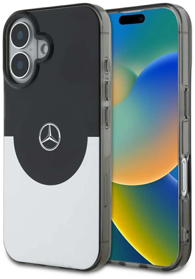 Mercedes PC/TPU Double Layer MagSafe Apple iPhone 16 dėklas telefonui juodos ir sidabrinės spalvos