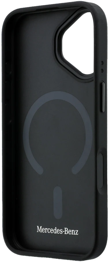 Mercedes PU Leather 3D MagSafe dėklas skirtas Apple iPhone 17 juodos spalvos