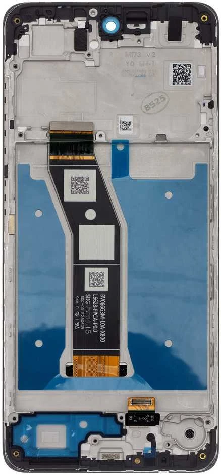 „Motorola G04s“ LCD ekranas + lietimui jautrus skydelis + priekinis dangtelis, juodi (pakeitimo paketas)