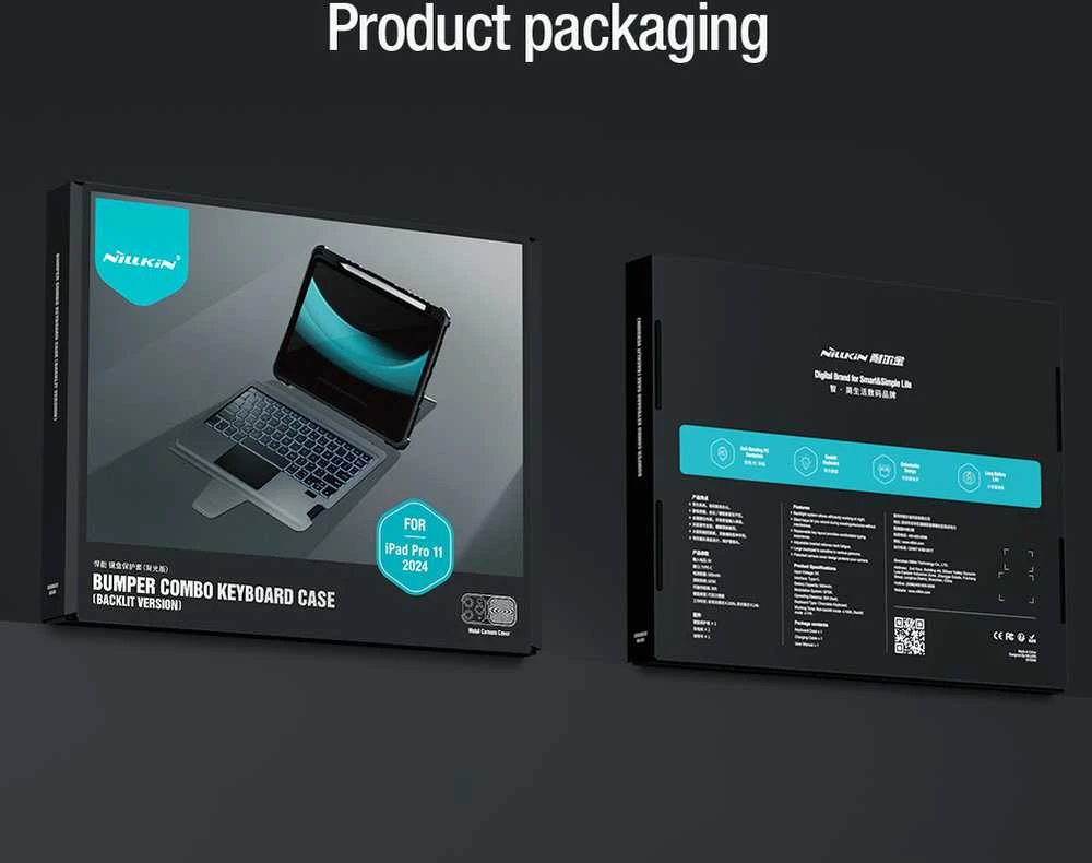 Nillkin Bumper Combo Keyboard Case (Backlit Version) Apple iPad Pro 11 2024 dėklas planšetiniam kompiuteriui