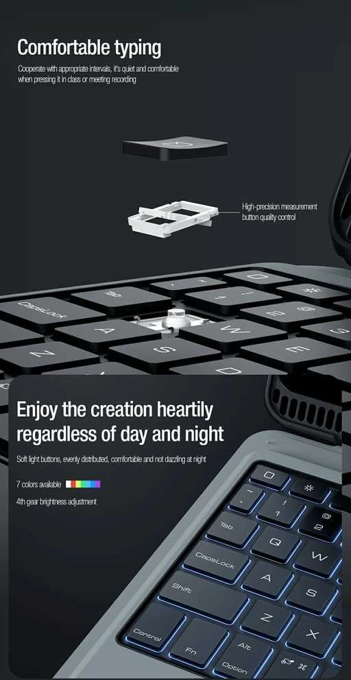 Nillkin Bumper Combo Keyboard dėklas (Backlit Version) skirtas Appl iPad 10.2 2019/2020/2021 juodos spalvos