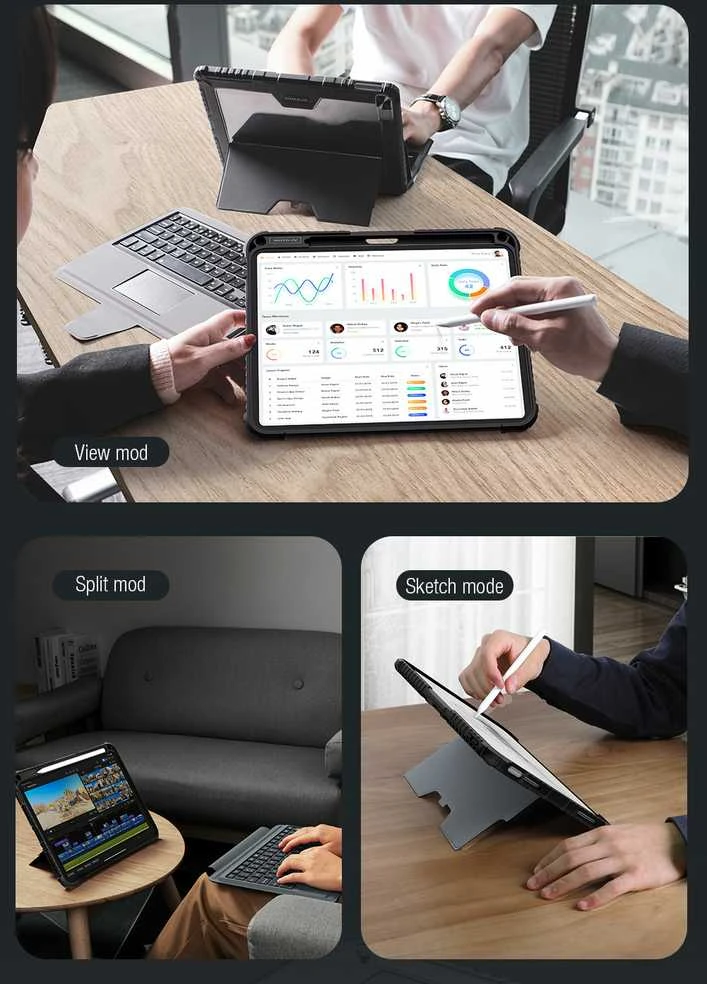 Nillkin Bumper Combo dėklas su klaviatūra versija su pašvietimu) skirtas Apple iPad 10.9 2022/11 2025 juodos spalvos