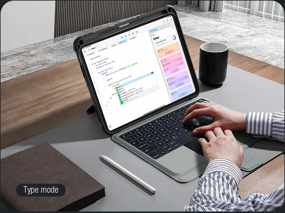 Nillkin Bumper Combo dėklas su klaviatūra versija su pašvietimu) skirtas Apple iPad 10.9 2022/11 2025 juodos spalvos