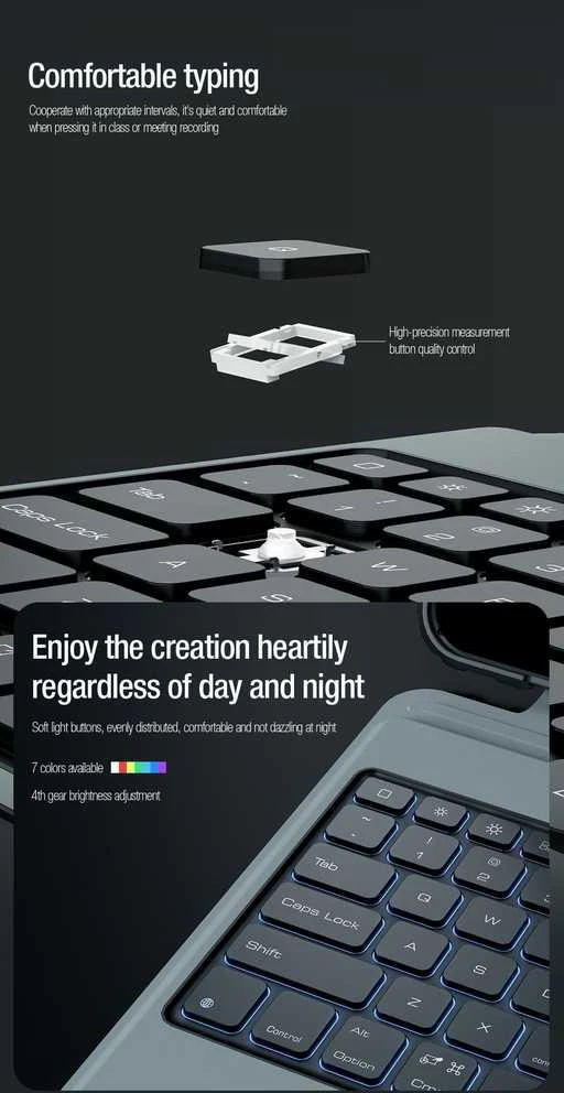 Nillkin Bumper Combo Keyboard Case (Backlit Version) Apple iPad Pro 11 2024 dėklas planšetiniam kompiuteriui