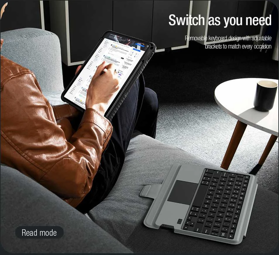 Nillkin Bumper Combo dėklas su klaviatūra versija su pašvietimu) skirtas Apple iPad 10.9 2022/11 2025 juodos spalvos