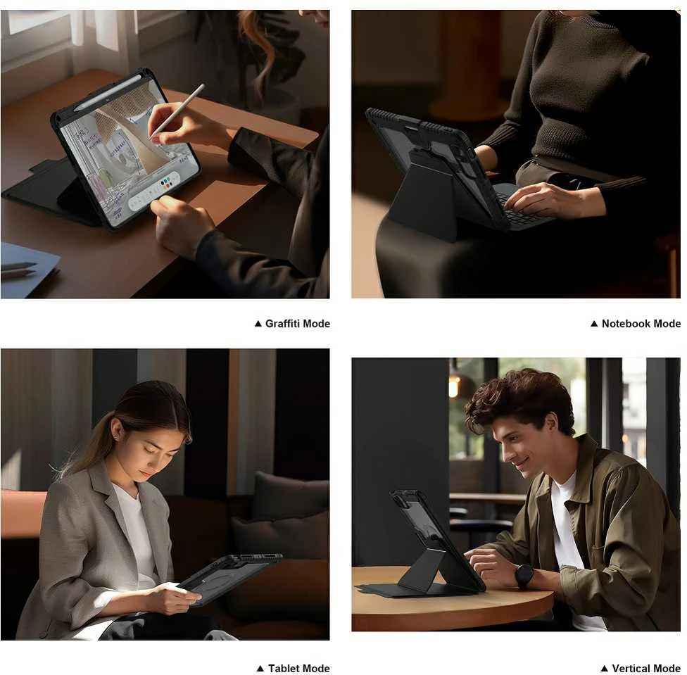 Nillkin Bumper Link Keyboard (Backlit Version) Apple iPad Pro 11 2024 dėklas planšetiniam kompiuteriui juodos spalvos