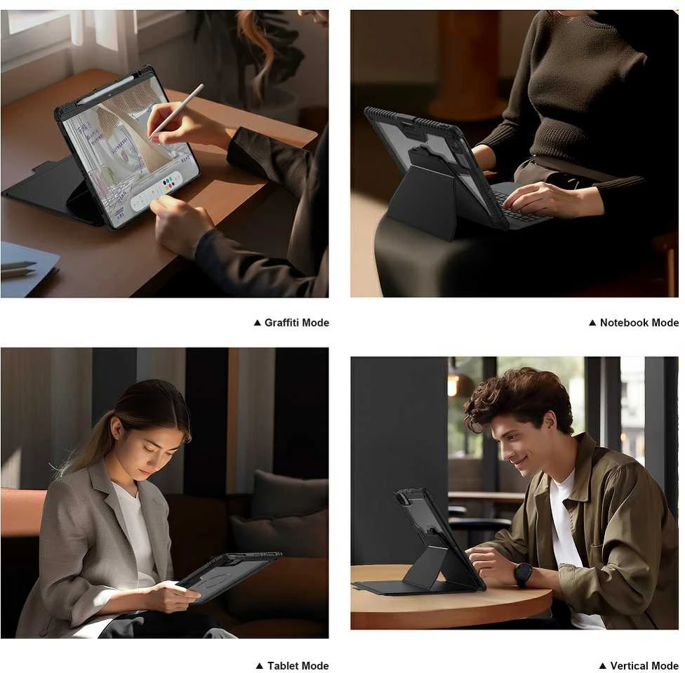 Nillkin Bumper Link Keyboard (Backlit Version) Apple iPad Pro 13 2024 dėklas planšetiniam kompiuteriui juodos spalvos