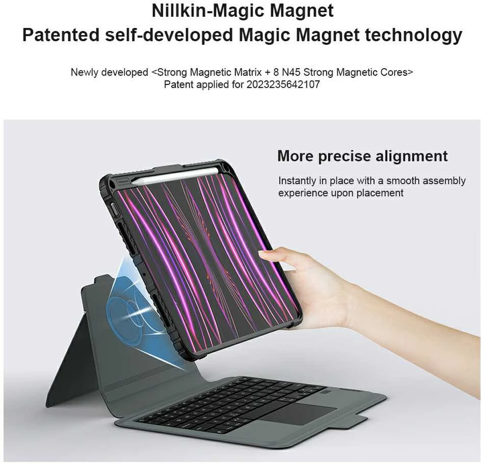Nillkin Bumper Link Keyboard (Backlit Version) Apple iPad Pro 11 2024 dėklas planšetiniam kompiuteriui juodos spalvos