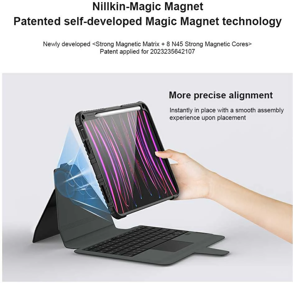 Nillkin Bumper Link Keyboard dėklas (Backlit Version) for iPad 10.9 2022/11 2025 Juodas