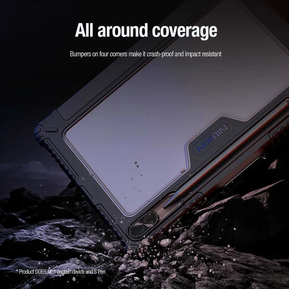 Nillkin Bumper PRO Protective Stand dėklas Multi-angle skirtas Samsung Galaxy Tab S10 FE juodos spalvos