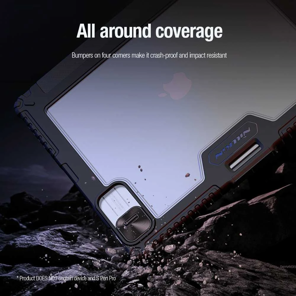 Nillkin Bumper PRO Protective Stand dėklas Multi-angle skirtas iPad Pro 12.9 2020/2021/2022/ Air 13 2024/2025 Sapphire Mėlyna