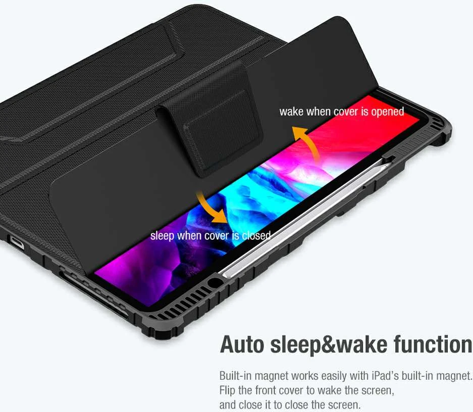 Nillkin Bumper PRO Protective Stand dėklas skirtas Apple iPad Pro 12.9 2020/2021/2022/ Air 13 2024/2025 juodos spalvos