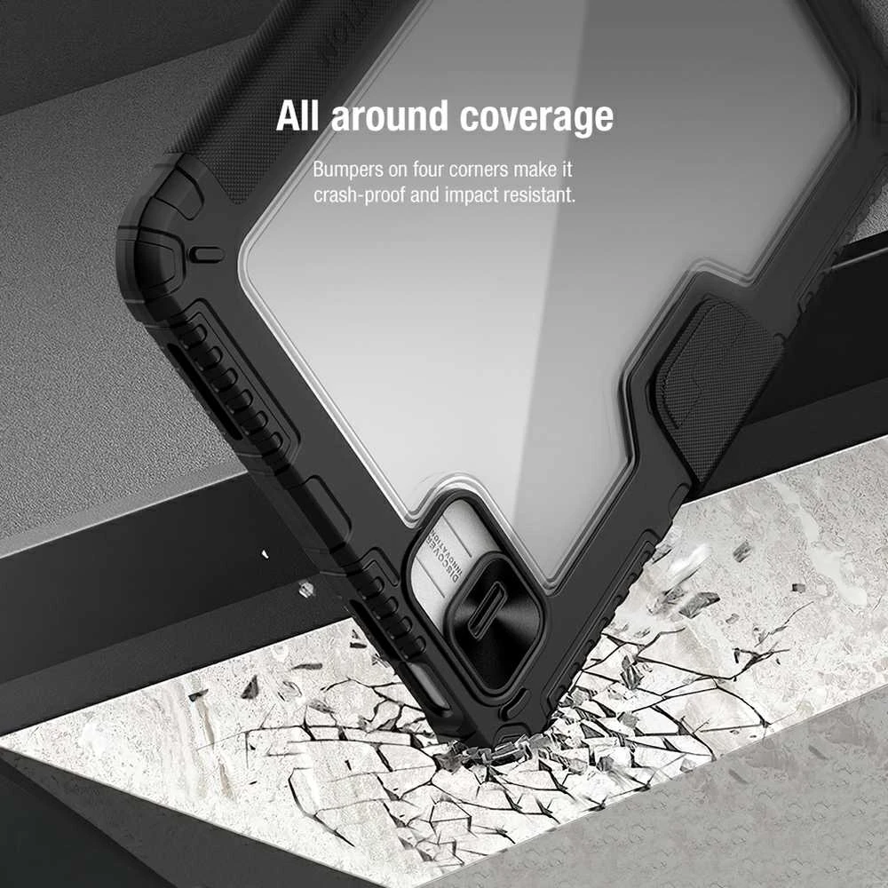 Nillkin Bumper PRO apsauginis stovo dėklas iPad 10.9 2022/11 2025 Juodas