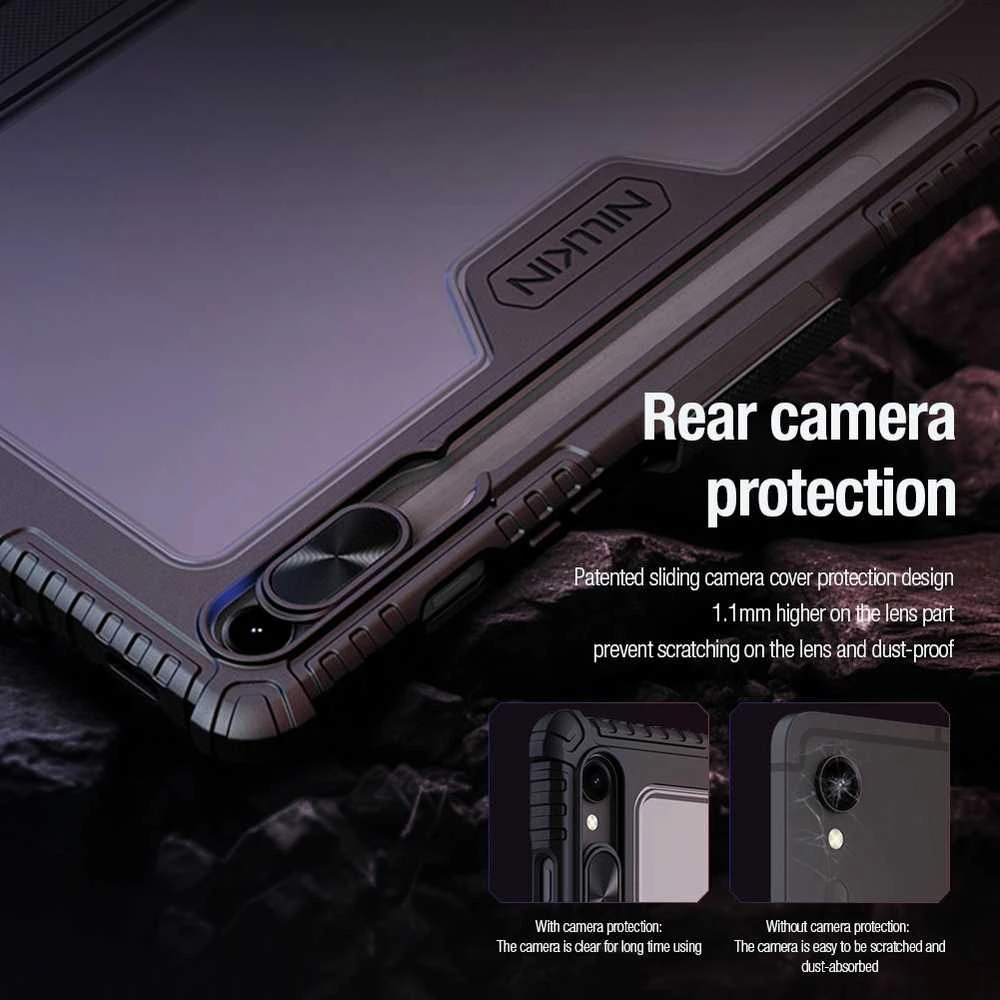 Nillkin Bumper PRO Protective Stand dėklas Multi-angle skirtas Samsung Galaxy Tab S10 FE juodos spalvos