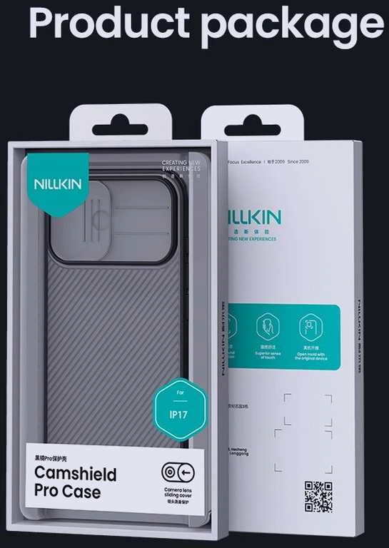Nillkin CamShield PRO dėklas skirtas Apple iPhone 17 skaidrus juodos spalvos