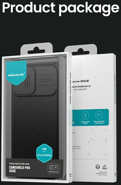 Nillkin CamShield Pro Hard Apple iPhone 16 Pro Max dėklas telefonui juodos spalvos