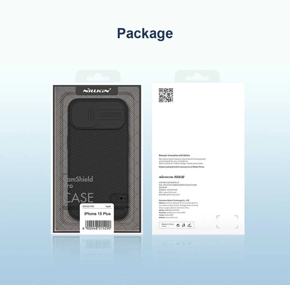 Nillkin CamShield Pro dėklas, skirtas iPhone 15 Plus (juodas)