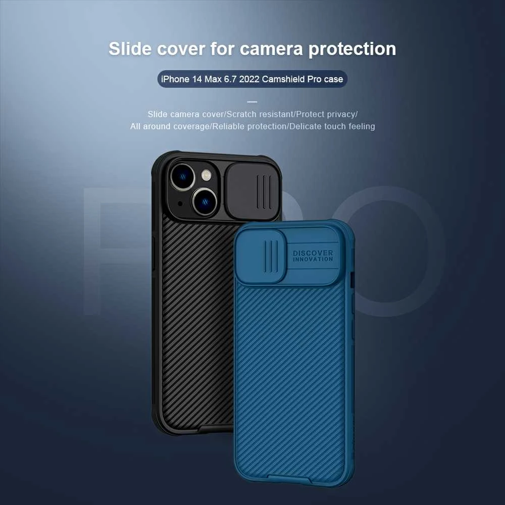 Nillkin CamShield Pro Apple iPhone 14 Plus Armored Camera Protector dėklas telefonui mėlynos spalvos