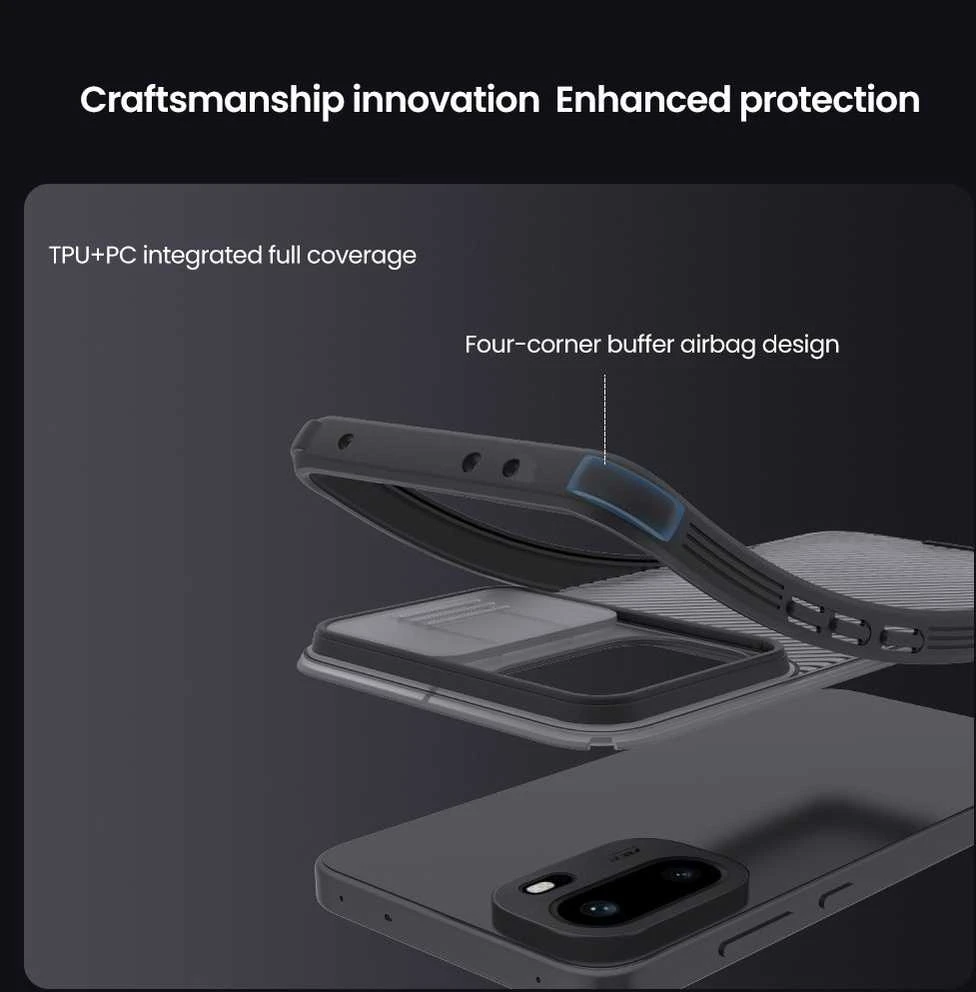Nillkin CamShield PRO Hard dėklas skirtas OnePlus 15R skaidrus juodos spalvos