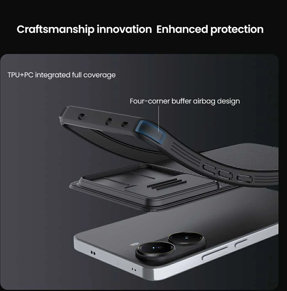 Nillkin CamShield PRO kietas dėklas skirtas Poco X7 Pro 5G juodos spalvos