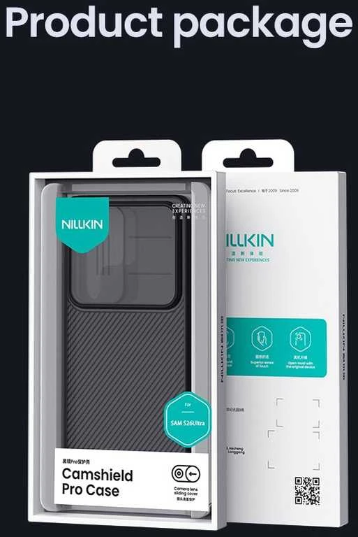 Nillkin CamShield PRO Hard dėklas skirtas Samsung Galaxy S26 Ultra skaidrus juodos spalvos
