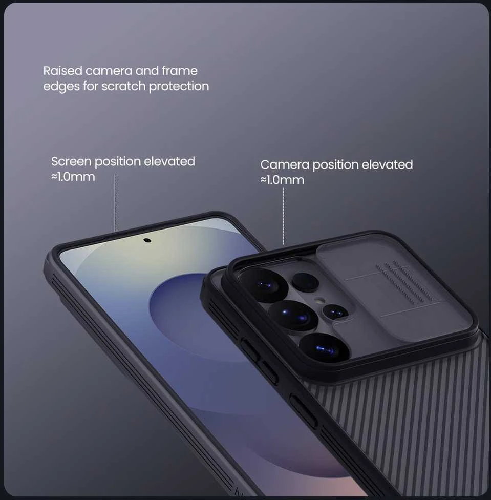 Nillkin CamShield PRO Hard dėklas skirtas Samsung Galaxy S26 Ultra skaidrus juodos spalvos