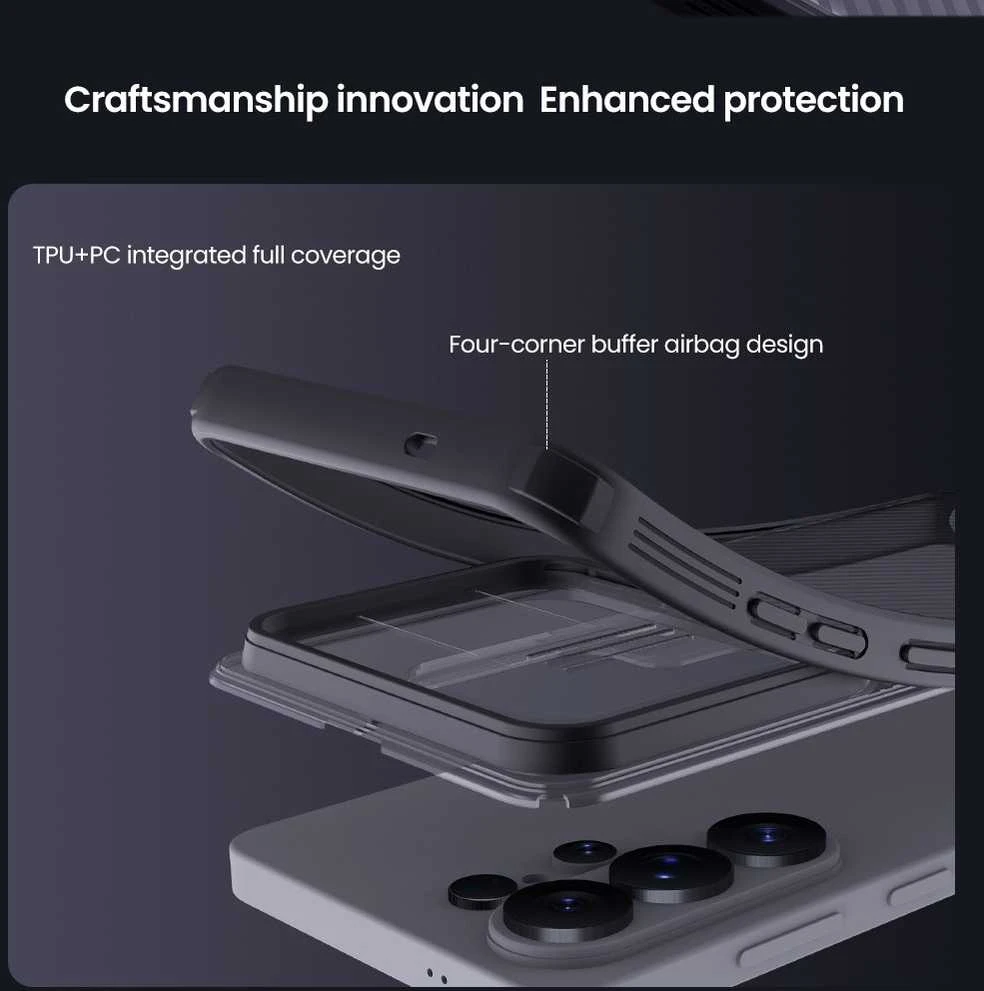 Nillkin CamShield PRO Hard dėklas skirtas Samsung Galaxy S26 Ultra skaidrus juodos spalvos