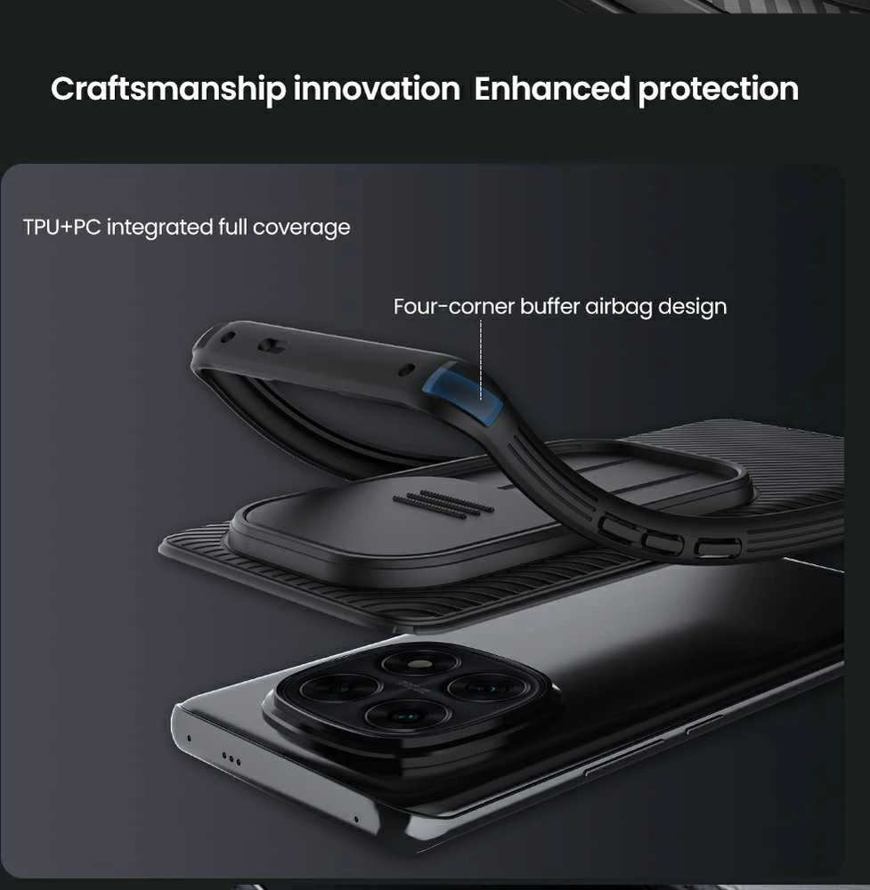 Nillkin CamShield PRO Hard Xiaomi Redmi Note 14 Pro+ 5G dėklas telefonui juodos spalvos
