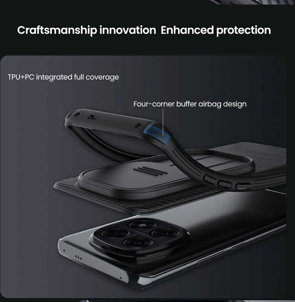 Nillkin CamShield PRO Hard Xiaomi Redmi Note 14 Pro 5G/Poco X7 5G dėklas telefonui juodos spalvos
