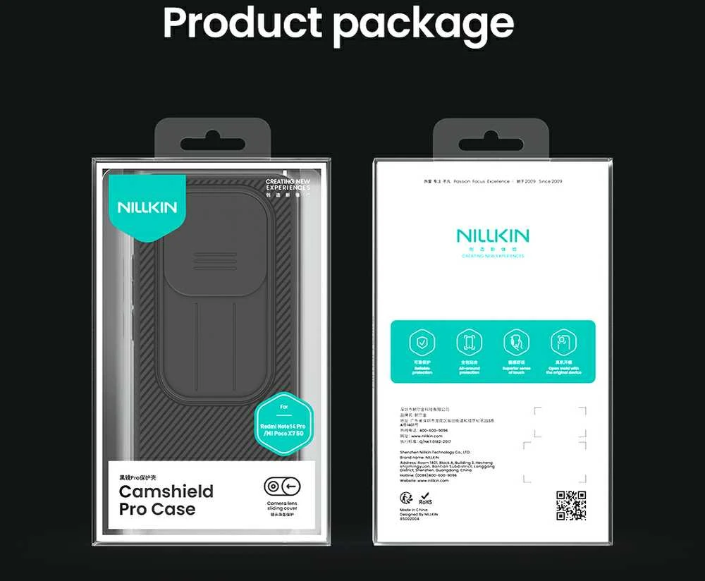 Nillkin CamShield PRO Hard Xiaomi Redmi Note 14 Pro 5G/Poco X7 5G dėklas telefonui juodos spalvos