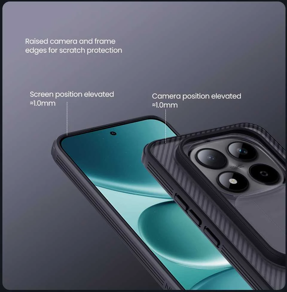 Nillkin CamShield PRO Hard dėklas skirtas Xiaomi Redmi Note 15 Pro+ 5G Transparent Juodas