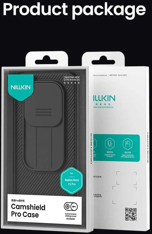 Nillkin CamShield PRO Hard dėklas skirtas Xiaomi Redmi Note 15 Pro 5G Juodas