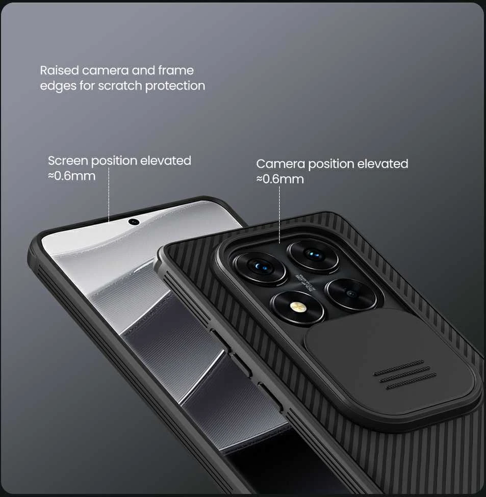 Nillkin CamShield PRO Hard Xiaomi Redmi Note 14 Pro 5G/Poco X7 5G dėklas telefonui juodos spalvos